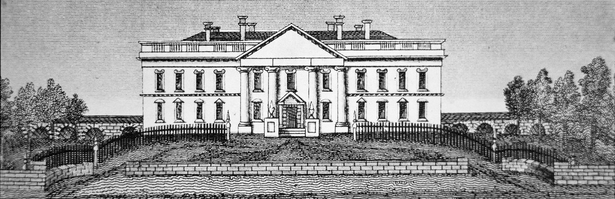 Det Hvide Hus i 1820 (gravering) af George Catlin