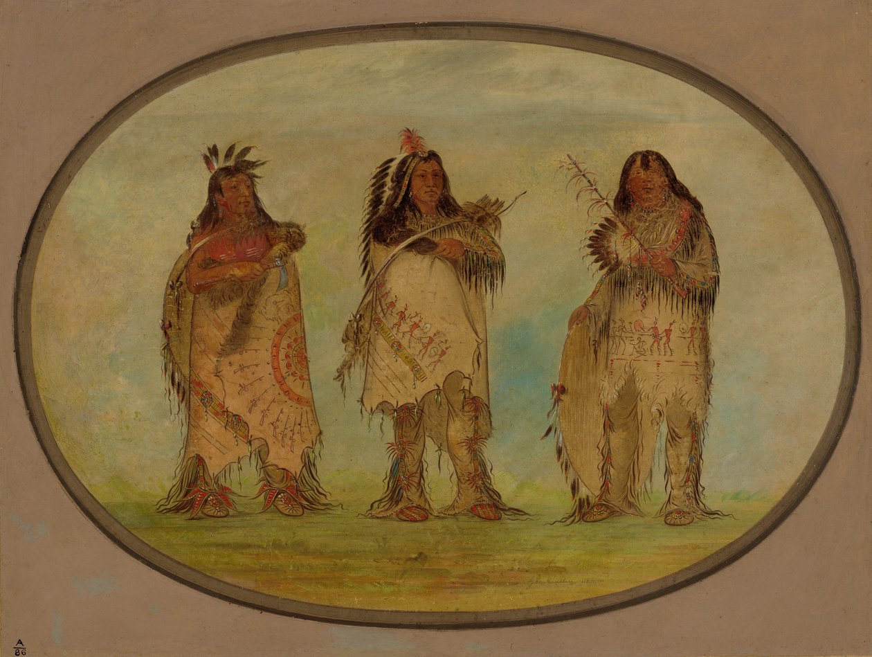 Three Distinguished Warriors of the Sioux Tribe, 1861. af George Catlin