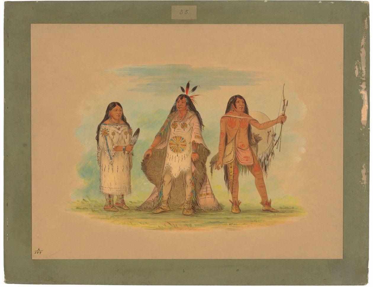 Tre Minatarree-indianere af George Catlin