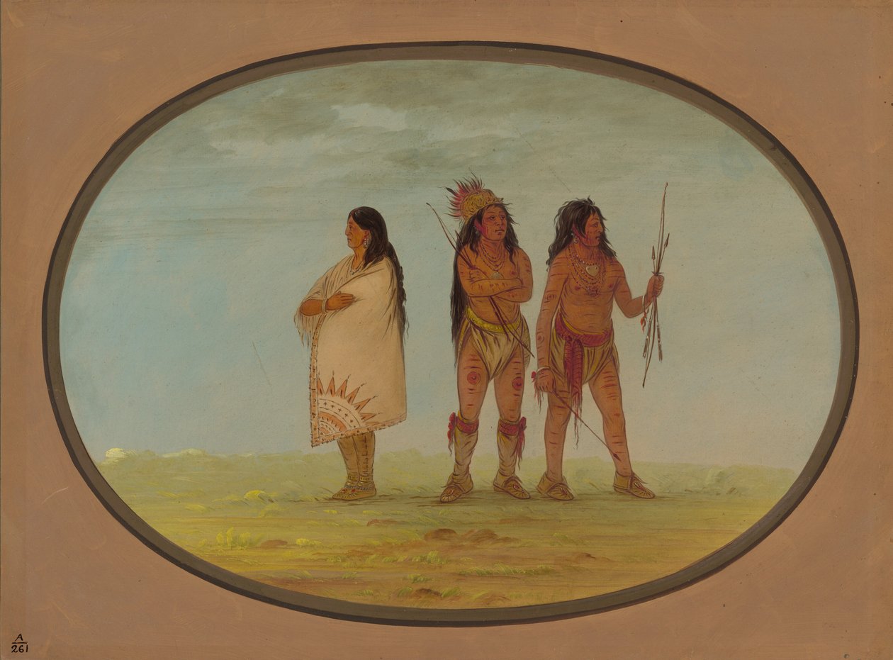 Tre Navaho-indianere, 18611869. af George Catlin