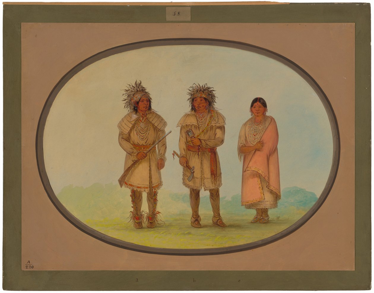 Tre Peoria-indianere af George Catlin