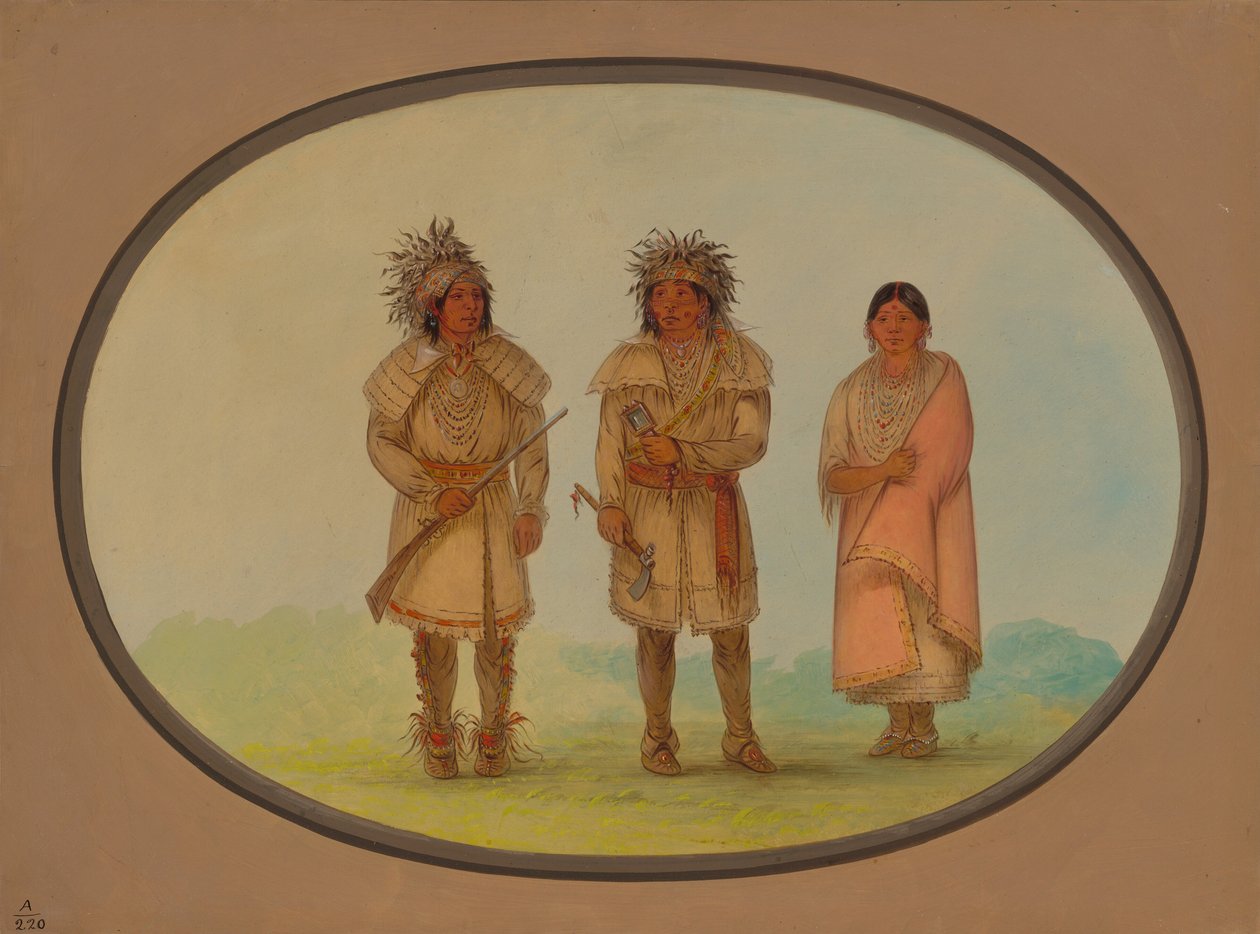 Tre Peoria-indianere, 18611869. af George Catlin