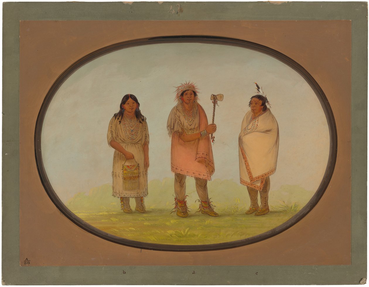Tre Piankeshaw-indianere af George Catlin