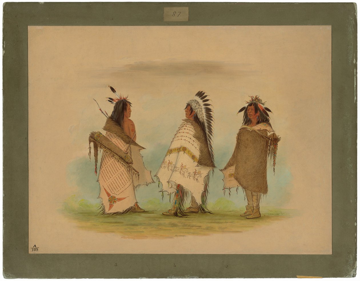 Tre Shoshonee Warriors af George Catlin