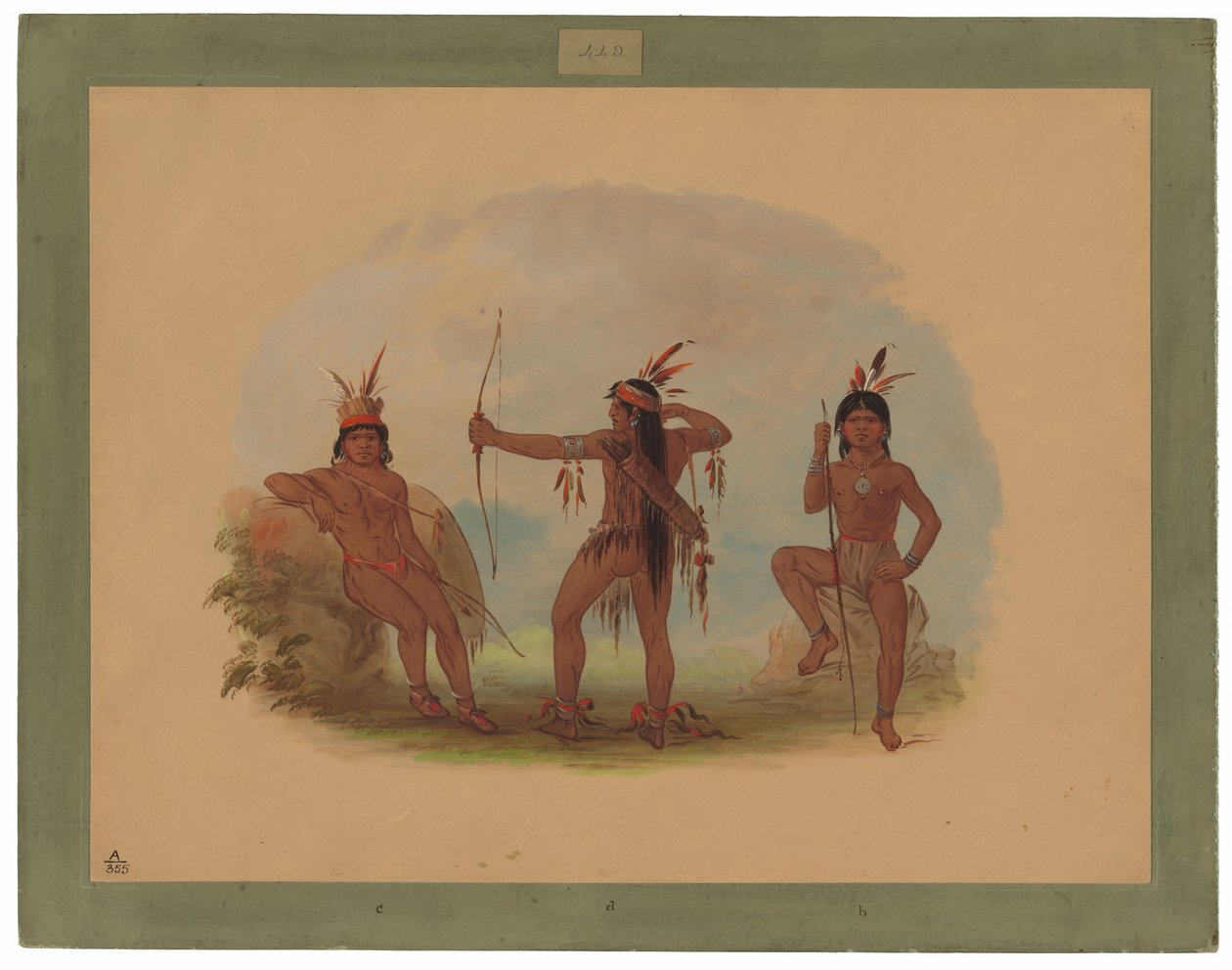 Tre Woyaway-indianere af George Catlin