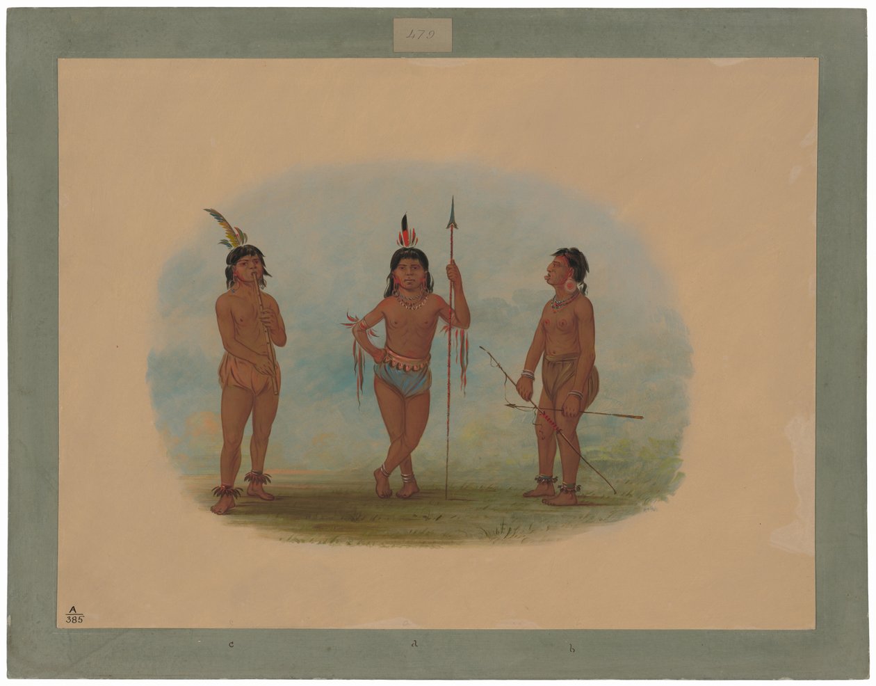 Tre unge Tobos-mænd af George Catlin