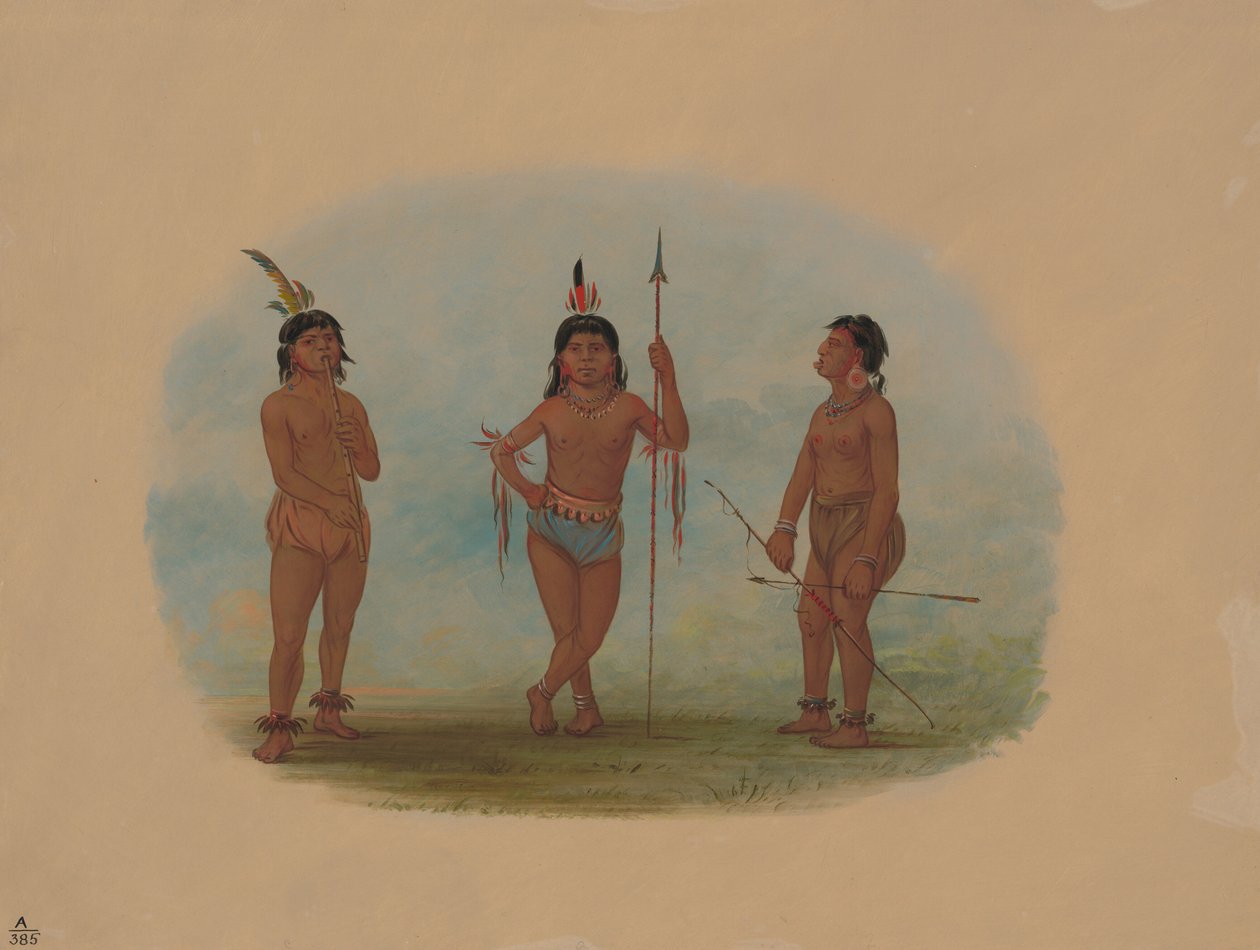Tre unge Tobos-mænd, 18541869. af George Catlin