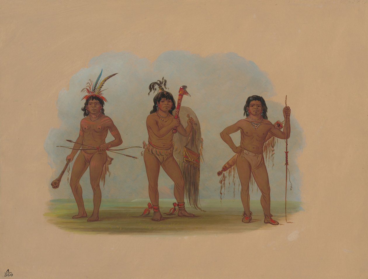 Tre Zurumati-indianere, 18541869. af George Catlin