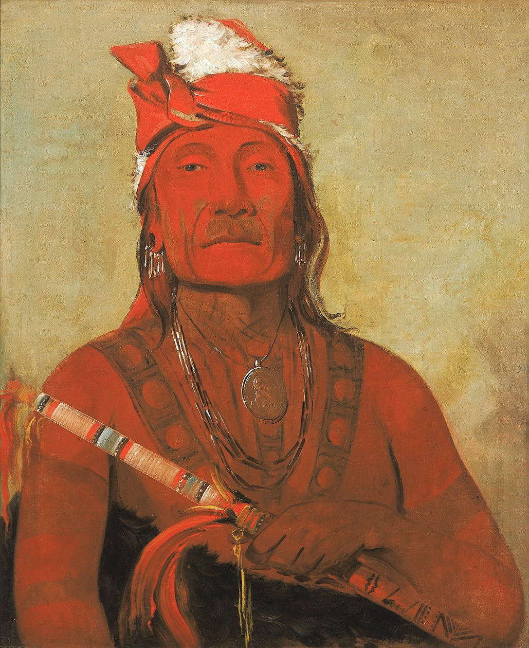 Toh-kí-e-to, sten med horn, en høvding af George Catlin