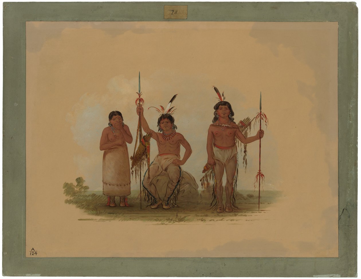 To Arapaho-krigere og en kvinde af George Catlin