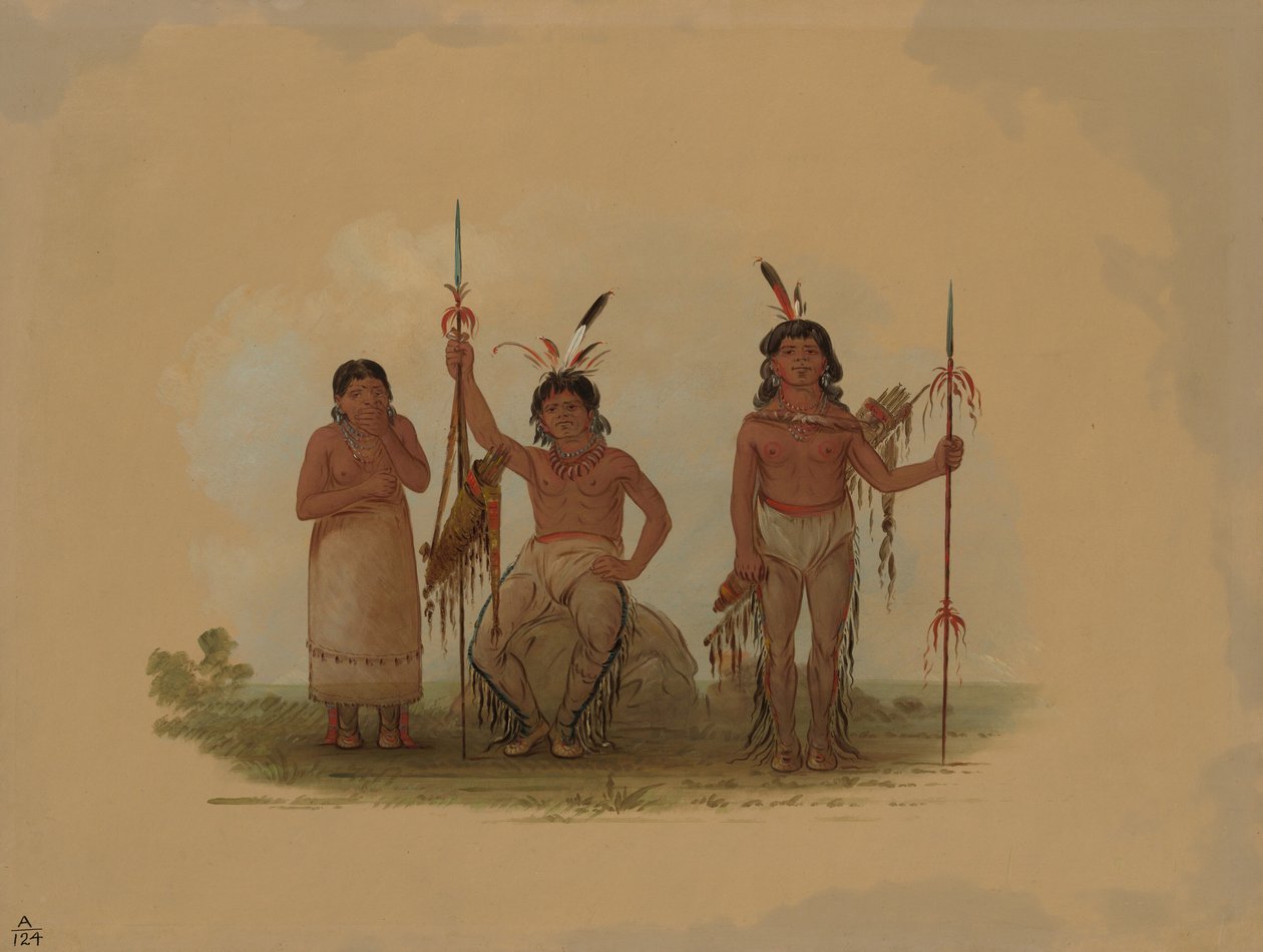 To Arapaho-krigere og en kvinde, 18611869. af George Catlin