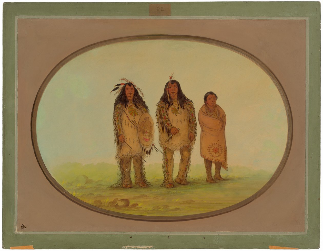 To nezperce-krigere og en dreng af George Catlin