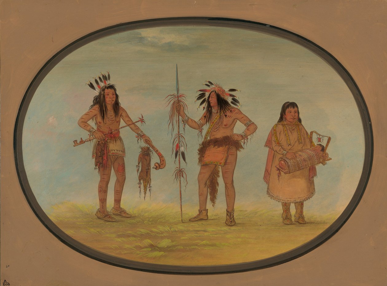 To Ojibbeway Warriors and a Woman, 18611869. af George Catlin