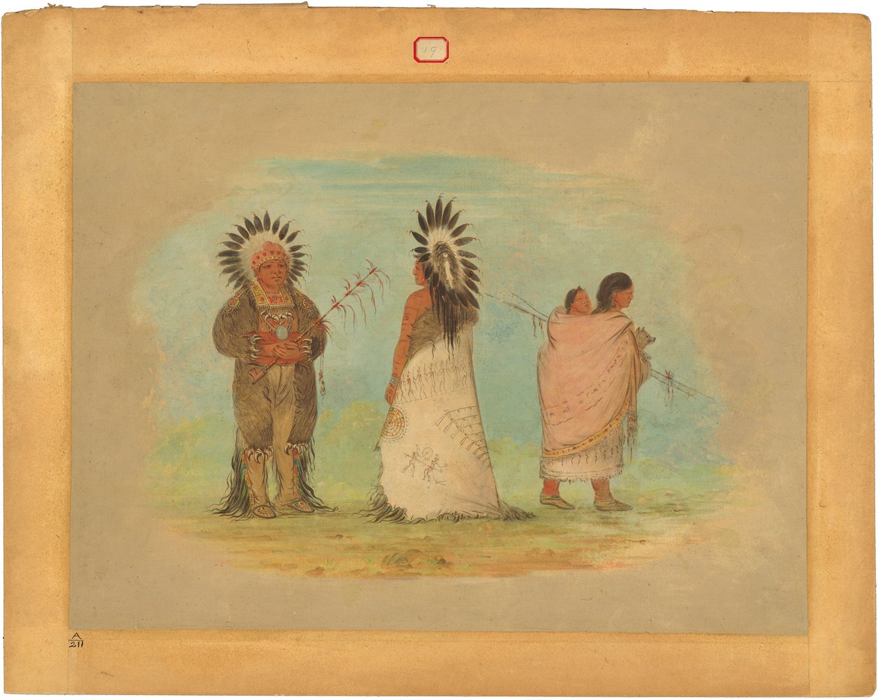 To Ottoe Chiefs og en kvinde af George Catlin