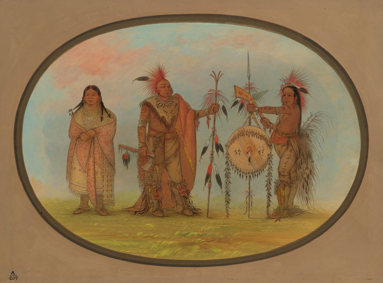 To Saukie-høvdinge og en kvinde, 18611869. af George Catlin