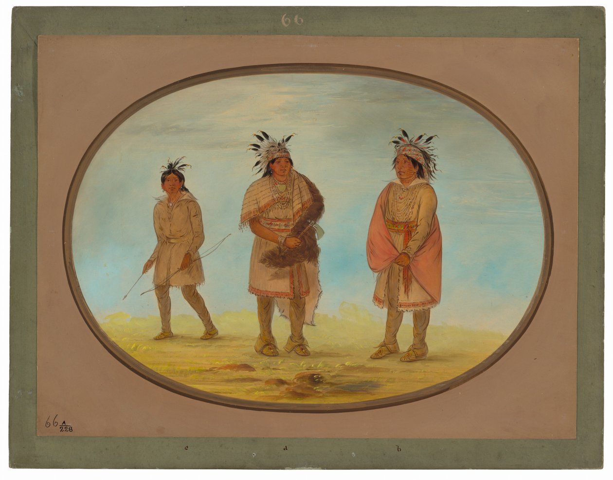 To Weeah-krigere og en kvinde af George Catlin