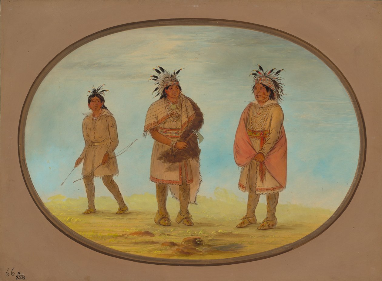 To Weeah-krigere og en kvinde, 18611869. af George Catlin