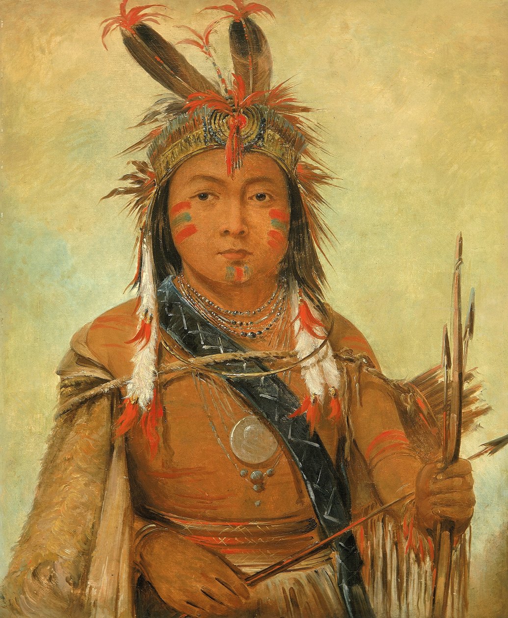 Ud-je-jock, pelikan, en dreng af George Catlin