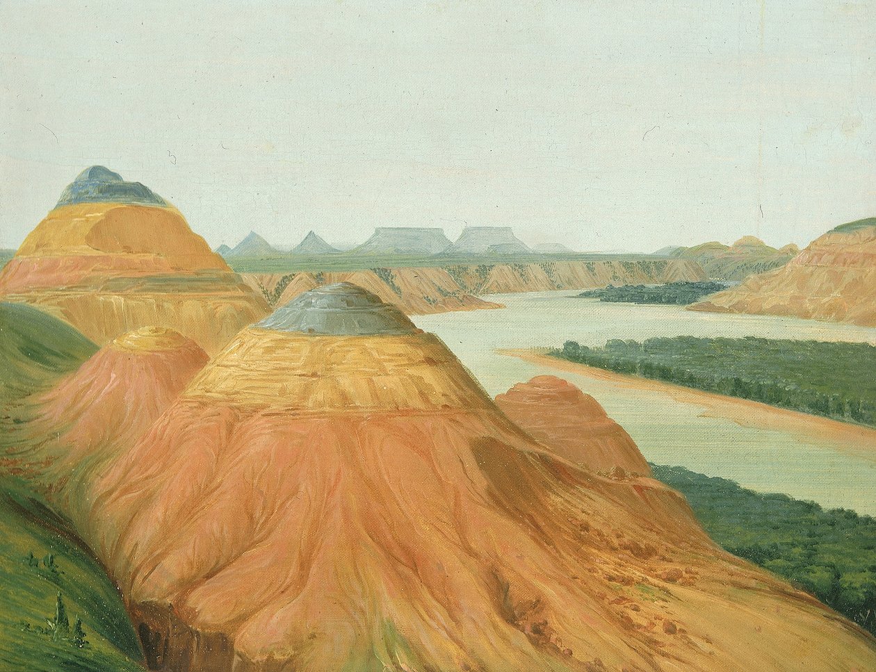 Udsigt i den store bøjning af Upper Missouri af George Catlin