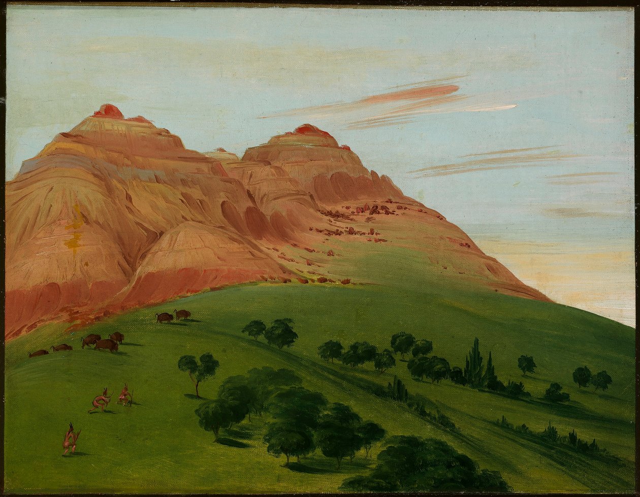 Udsigt i Grand Detour, 1900 km over St. Louis af George Catlin