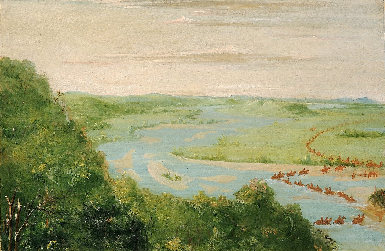 Udsigt over den canadiske flod, Dragons Crossing af George Catlin