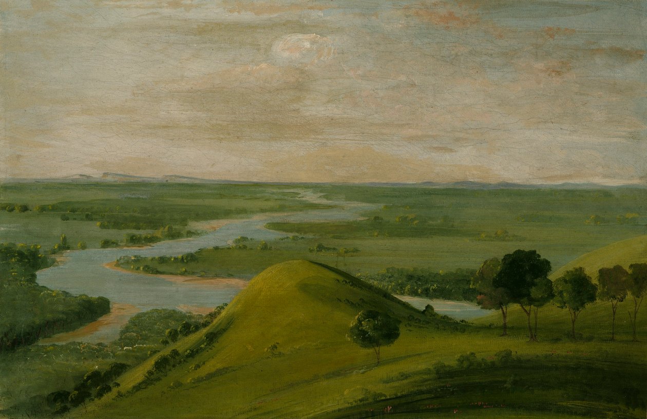 Udsigt over krydset mellem Red River og False Washita i Texas af George Catlin