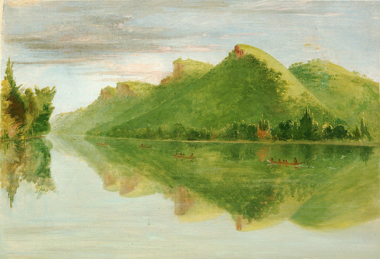 Udsigt over Upper Mississippi, Beautiful Prairie Bluffs, 1835-1836. af George Catlin