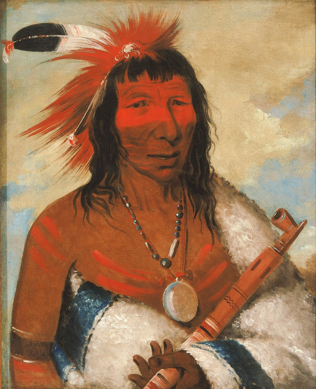 Wá-nah-de-túnk-ah, Big Eagle (eller Black Dog), høvding for O-hah-kas-ka-toh-y-an-te-banden af George Catlin