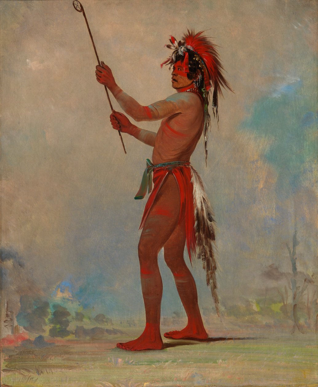 We-chúsh-ta-dóo-ta, den røde mand, en fremragende boldspiller af George Catlin