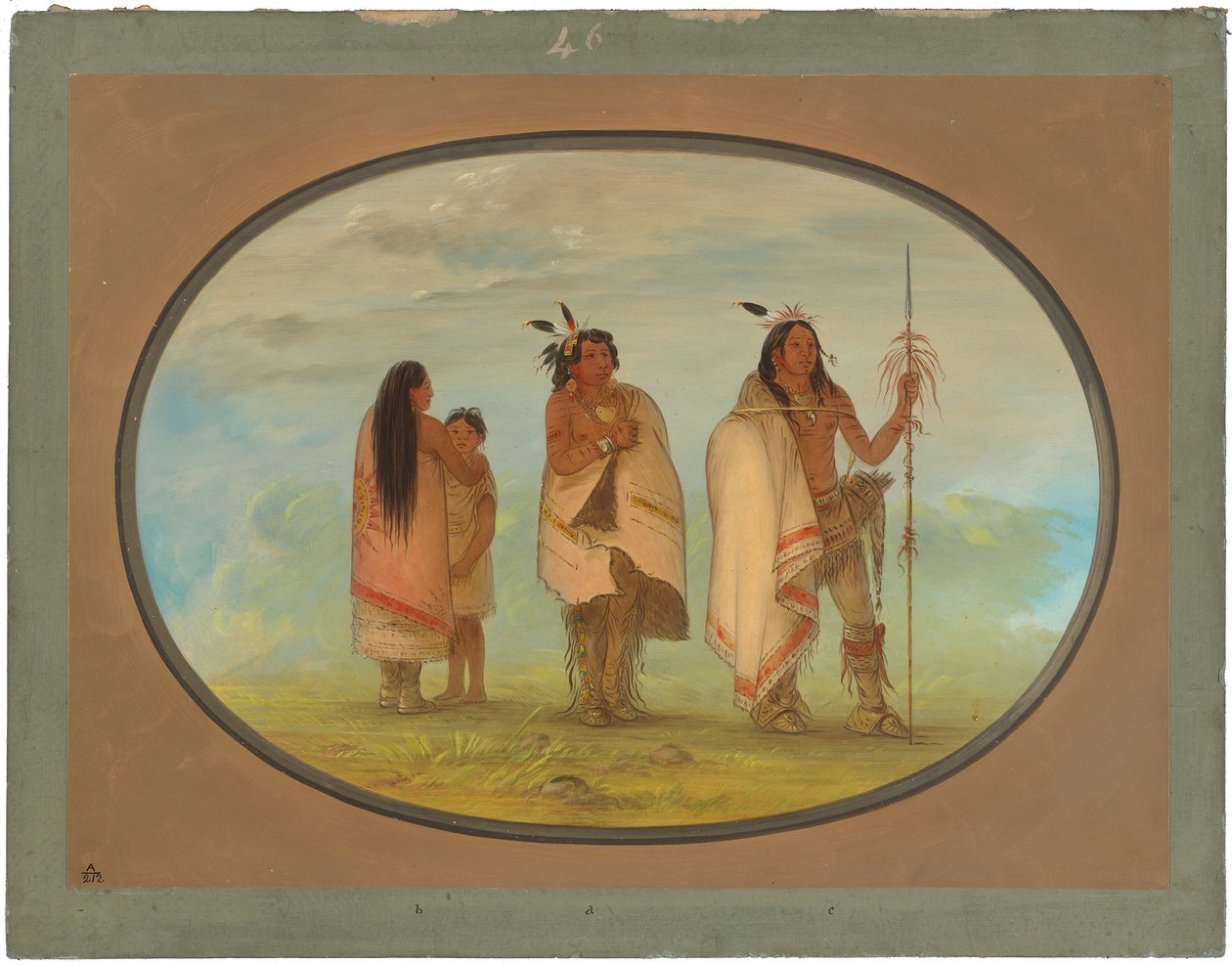 Weeco-høvding, hans kone og en kriger af George Catlin