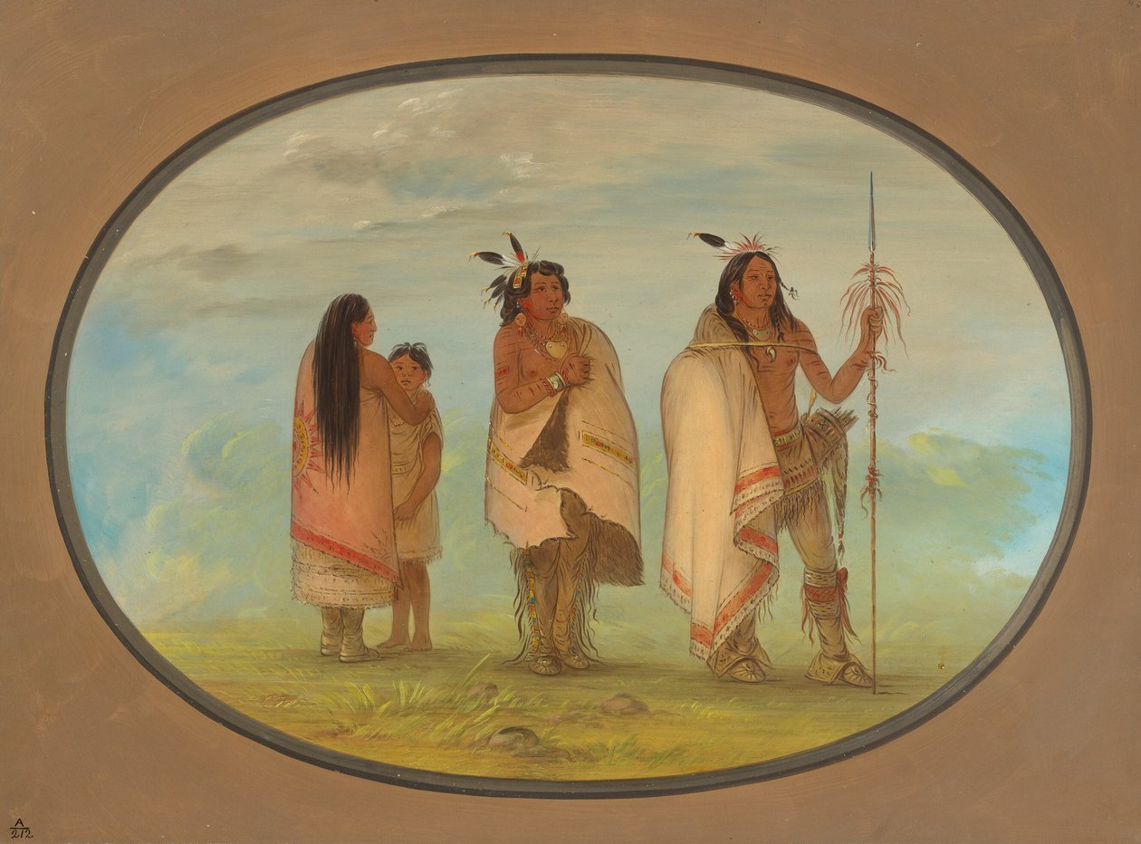 Weeco-høvding, hans kone og en kriger, 18611869. af George Catlin