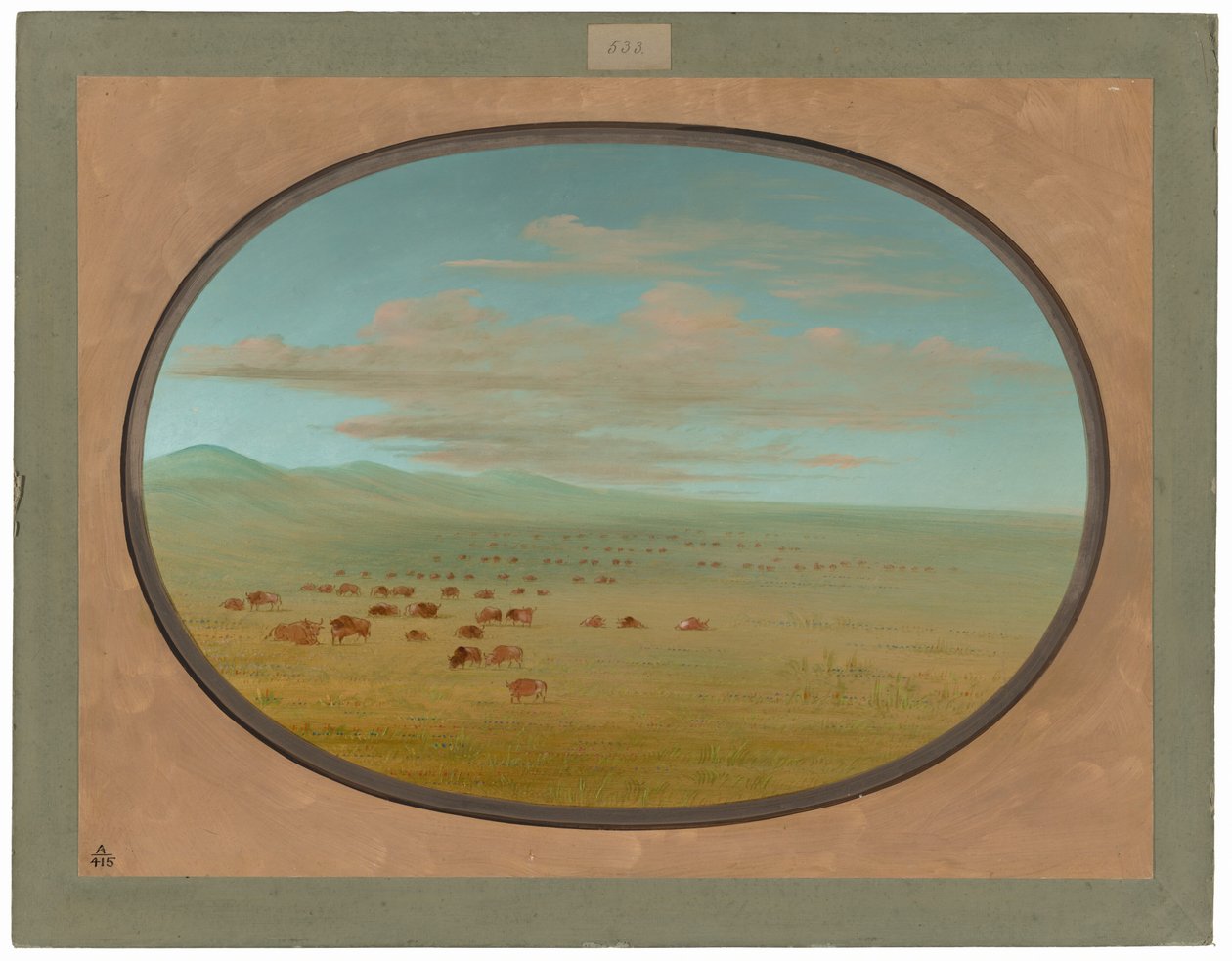 Vilde kvæg græsser på Pampa del Sacramento af George Catlin