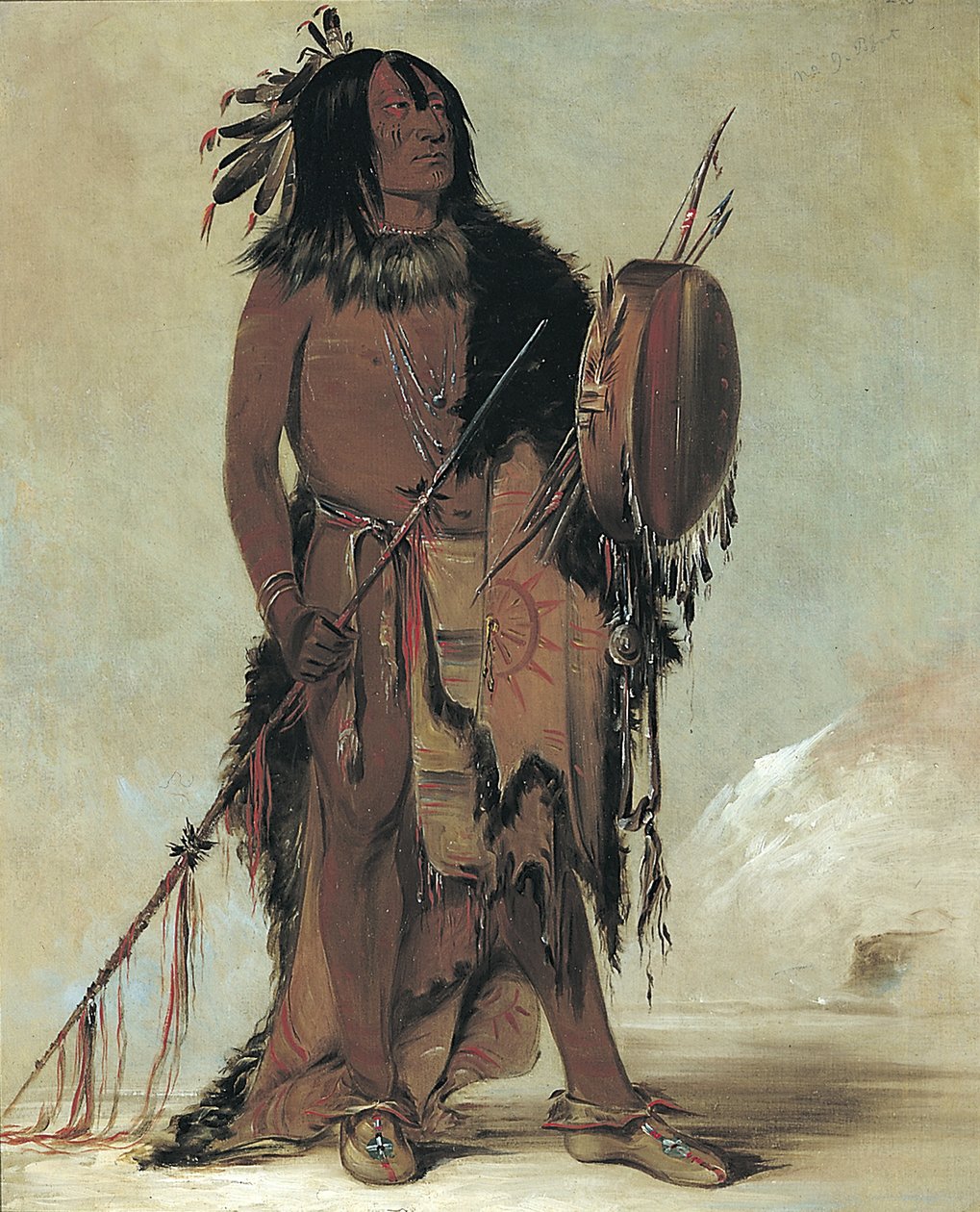 Wún-nes-tou, hvid bøffel, en ældre medicinmand af George Catlin