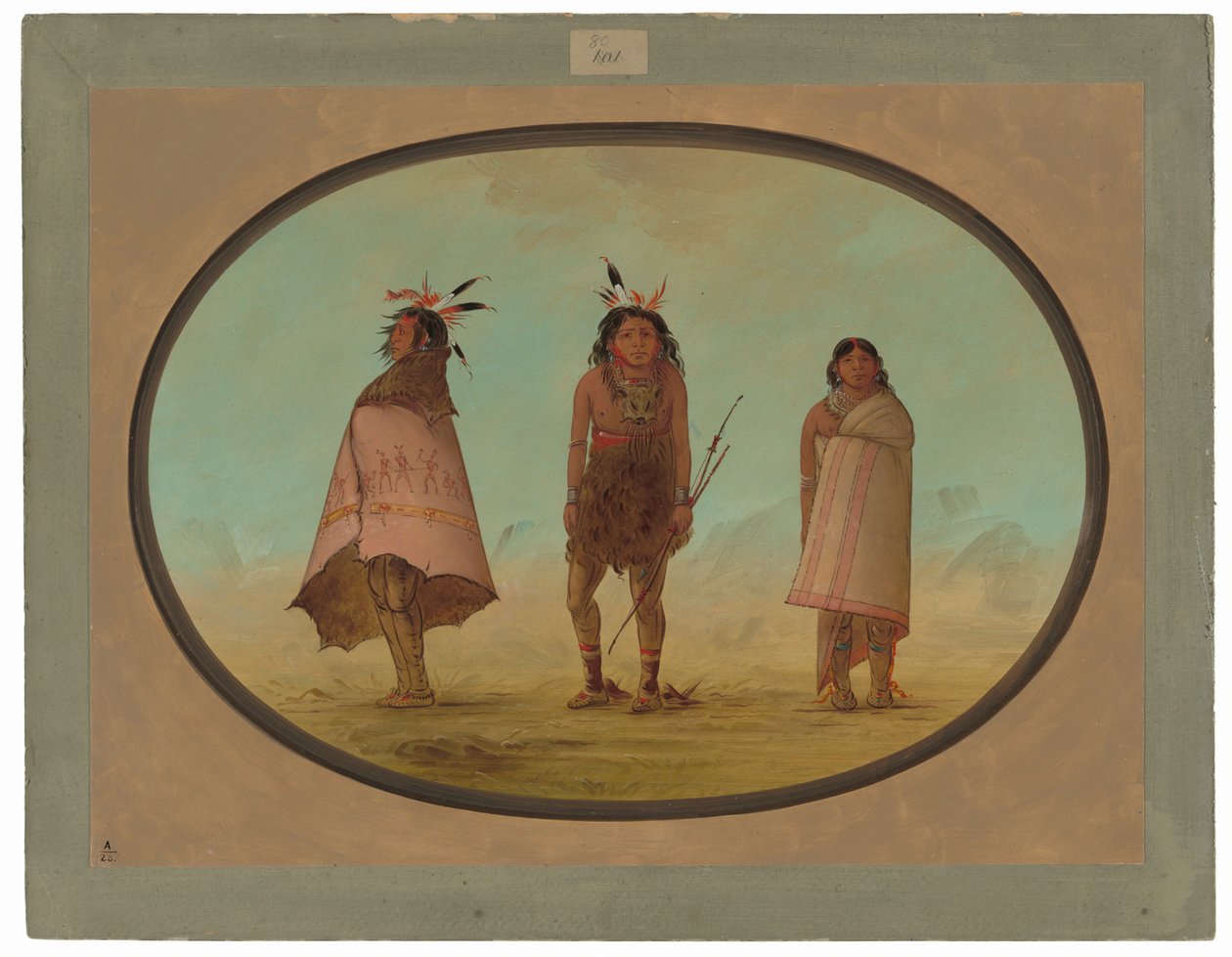 Yntah Medicine Man, en kriger og en kvinde af George Catlin