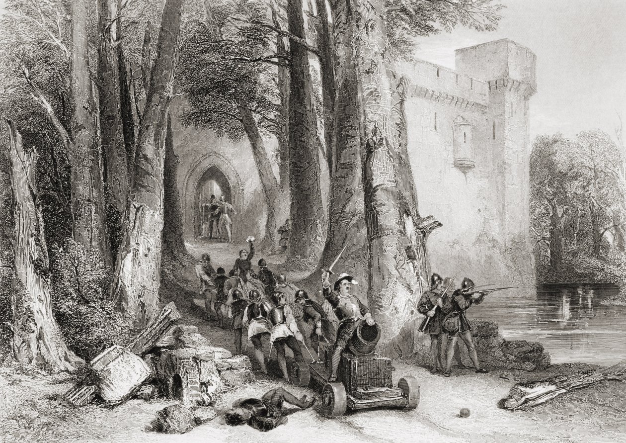 The Siege of Lathom House, 1644, indgraveret af W. Topham af George Cattermole