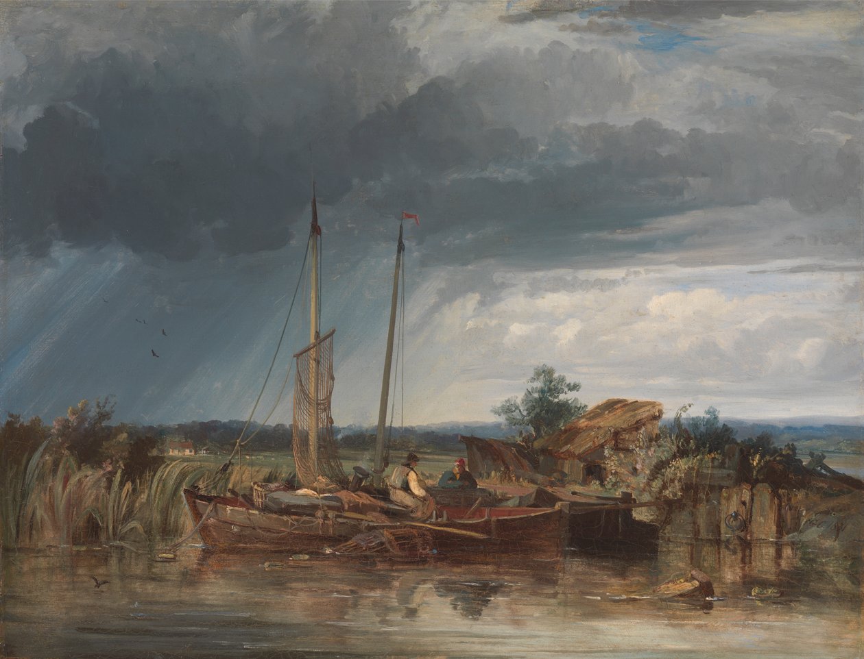 To fiskerbåde på bredden af indre farvande af George Chambers