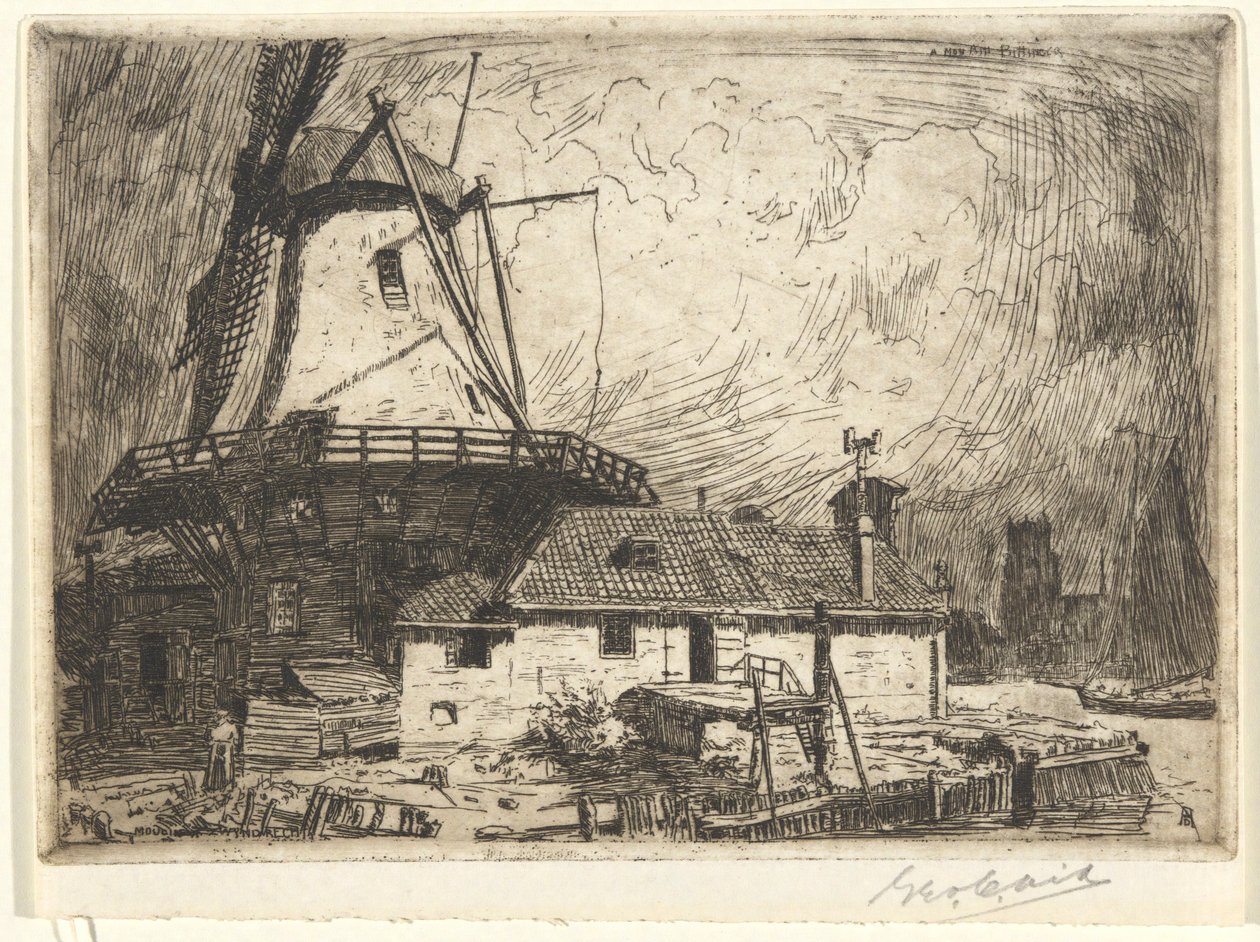 Moulin og Zwyndrecht af George Charles Aid