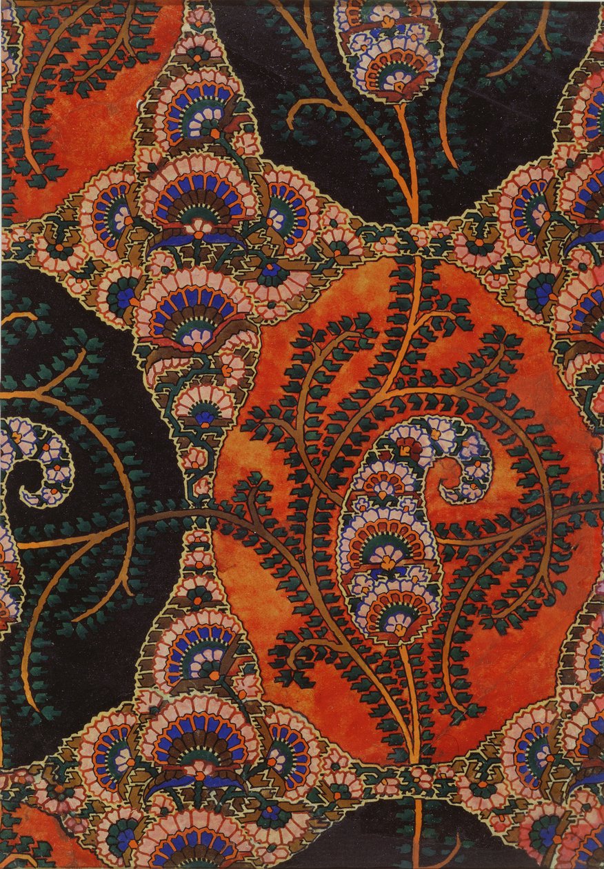 Stofdesign til Paisley sjaler, ca. 1871 af George Charles Haite