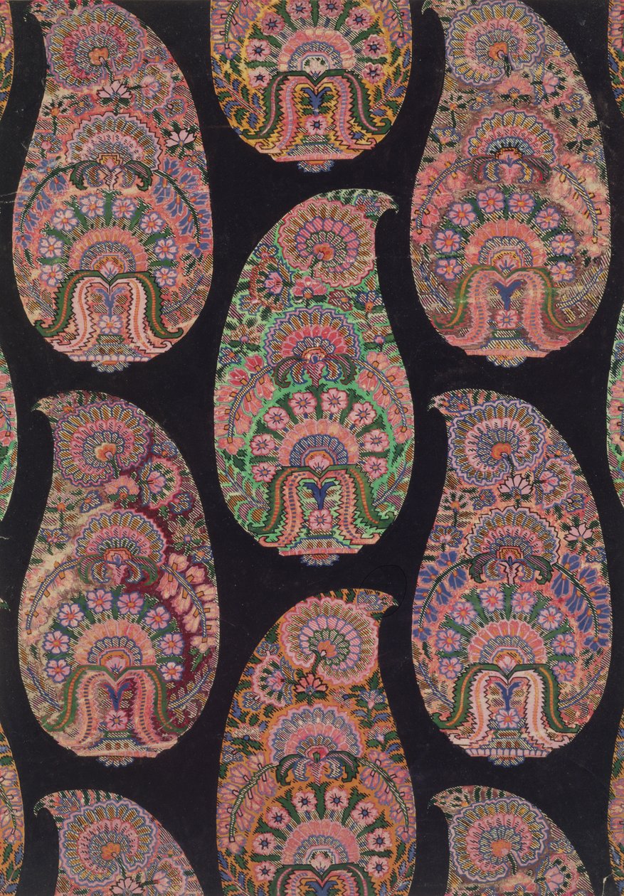 Stofdesign til Paisley sjaler, ca. 1871 af George Charles Haite