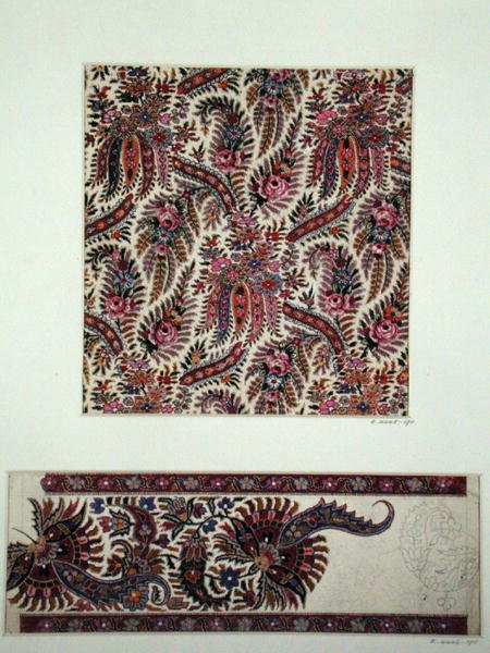 Stofdesign til Paisley sjaler, ca. 1871 (gouache på papir) af George Charles Haite