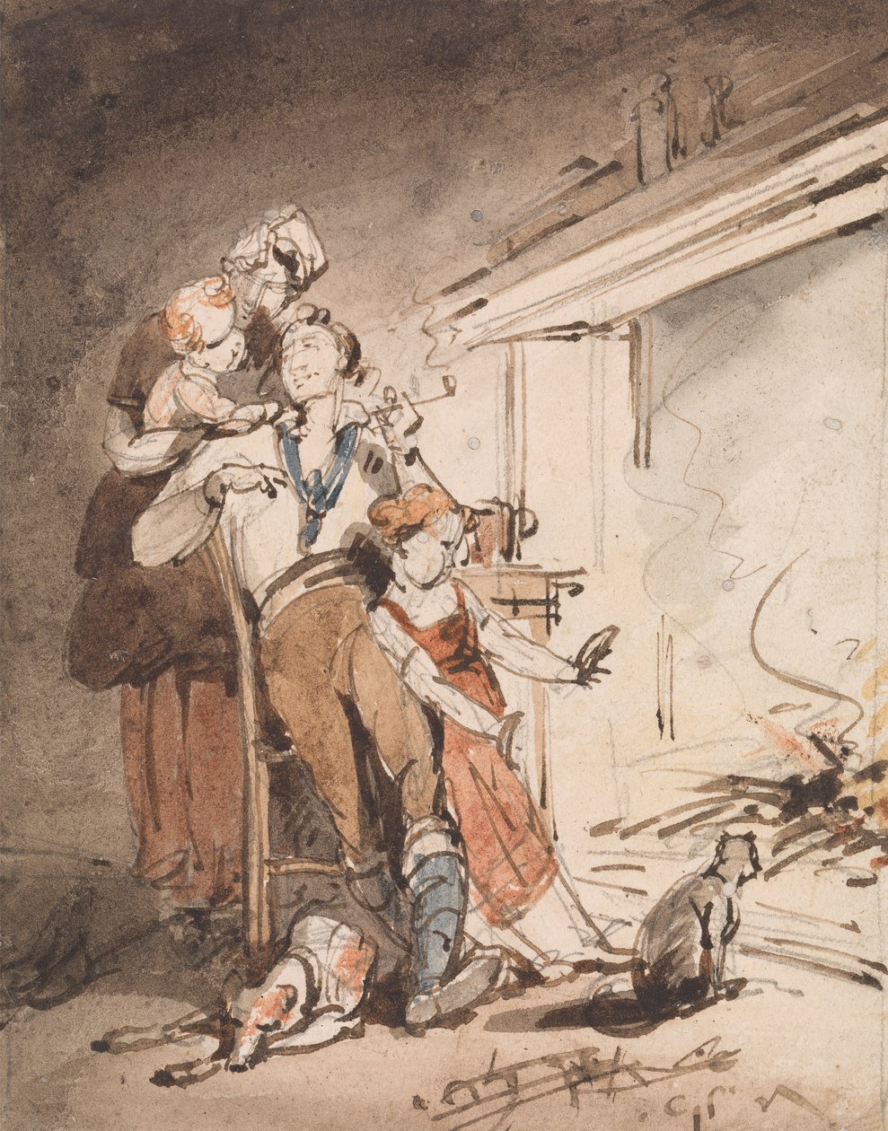 En sømand og hans familie af George Chinnery