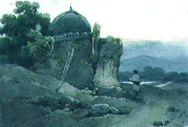En grav eller en del af et tempel af George Chinnery