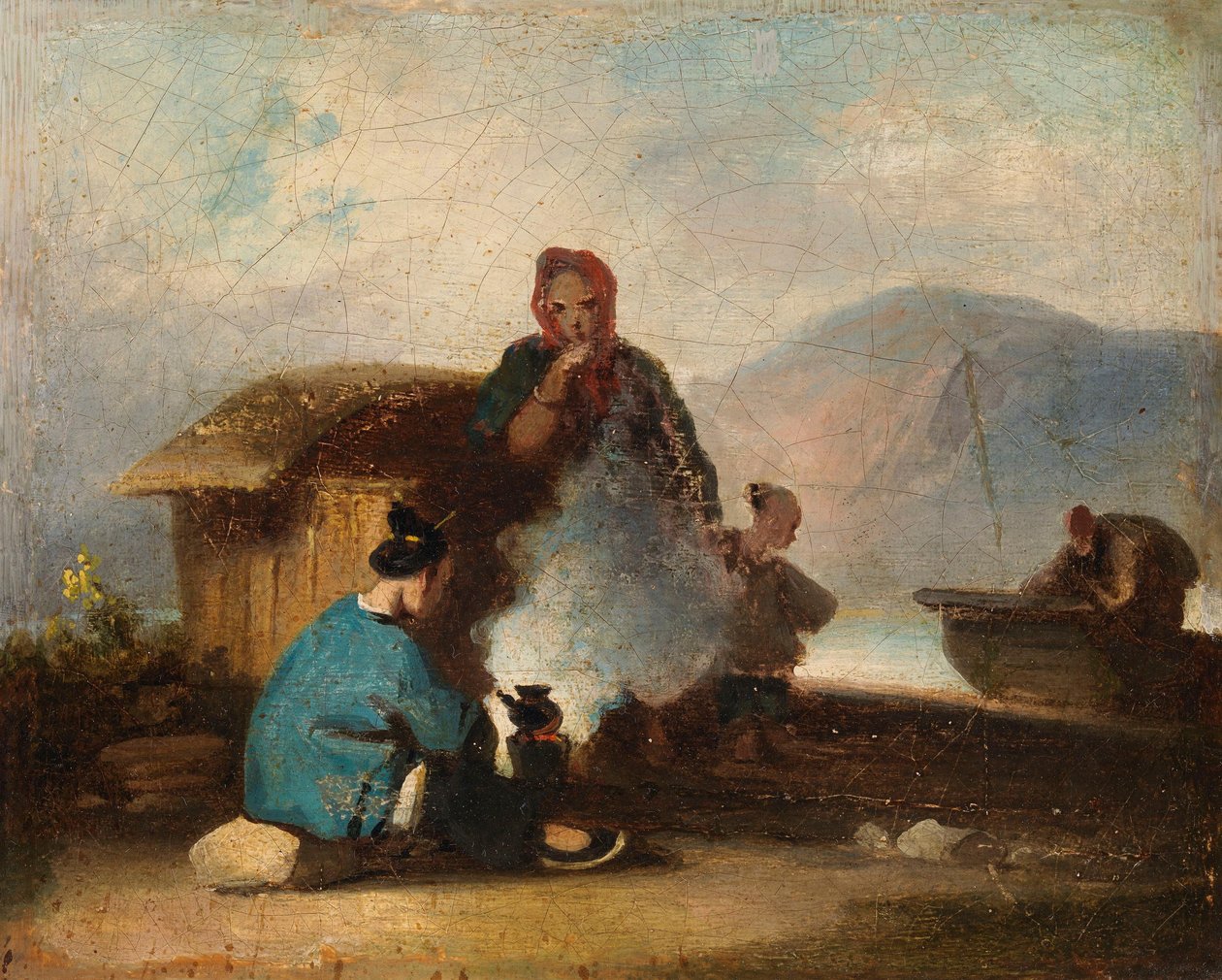 Kinesisk scene, kvinder der laver te af George Chinnery