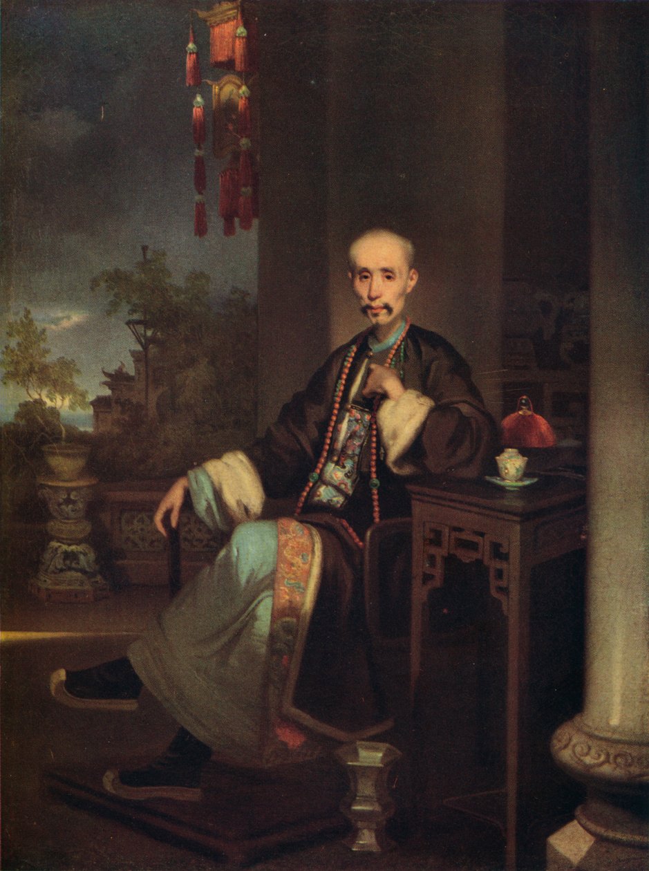 How Qua, leder af Hong-købmændene i Canton, c1830 af George Chinnery