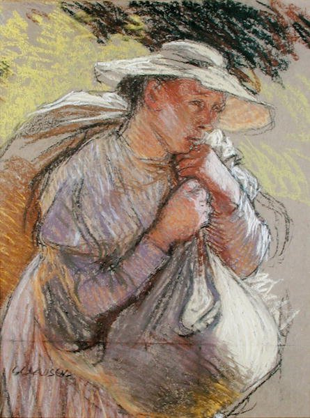 En bondekvinde (pastel på papir) af George Clausen