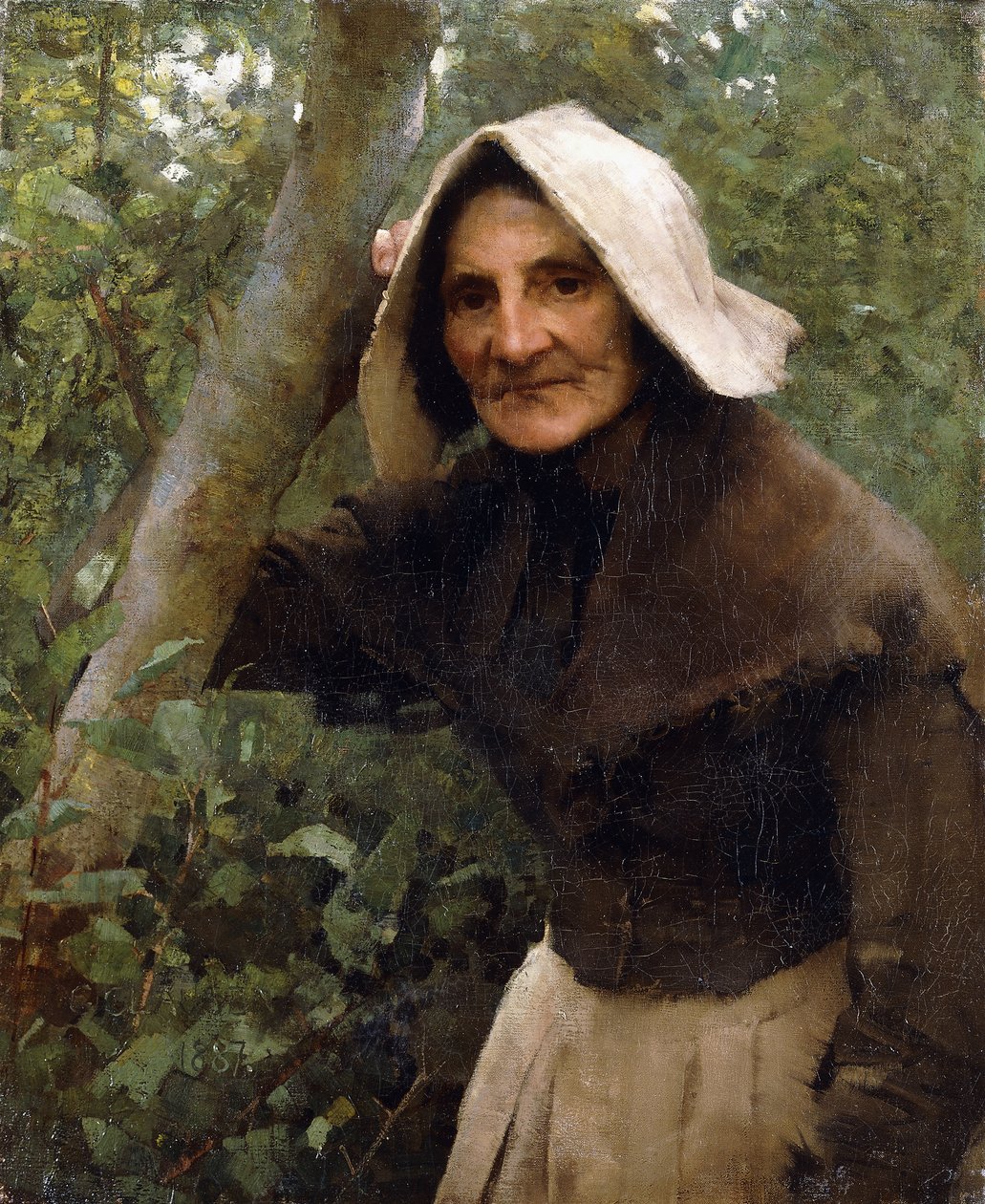 En Toiler Still; En gammel kvinde, North Lincolnshire af George Clausen