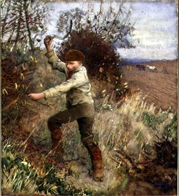 Dreng trimmer en hæk, 1890 af George Clausen