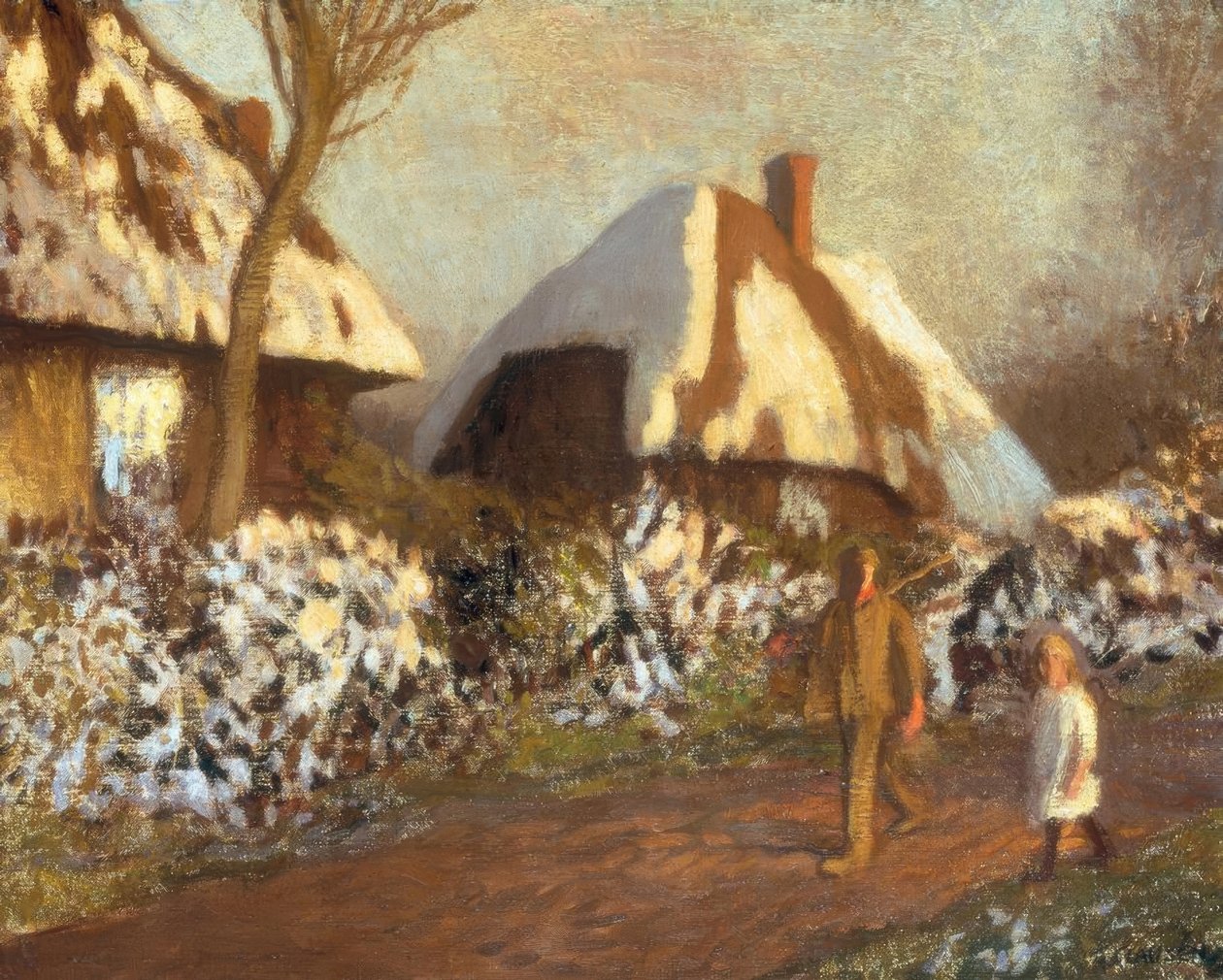 Hytter på en frostaften af George Clausen