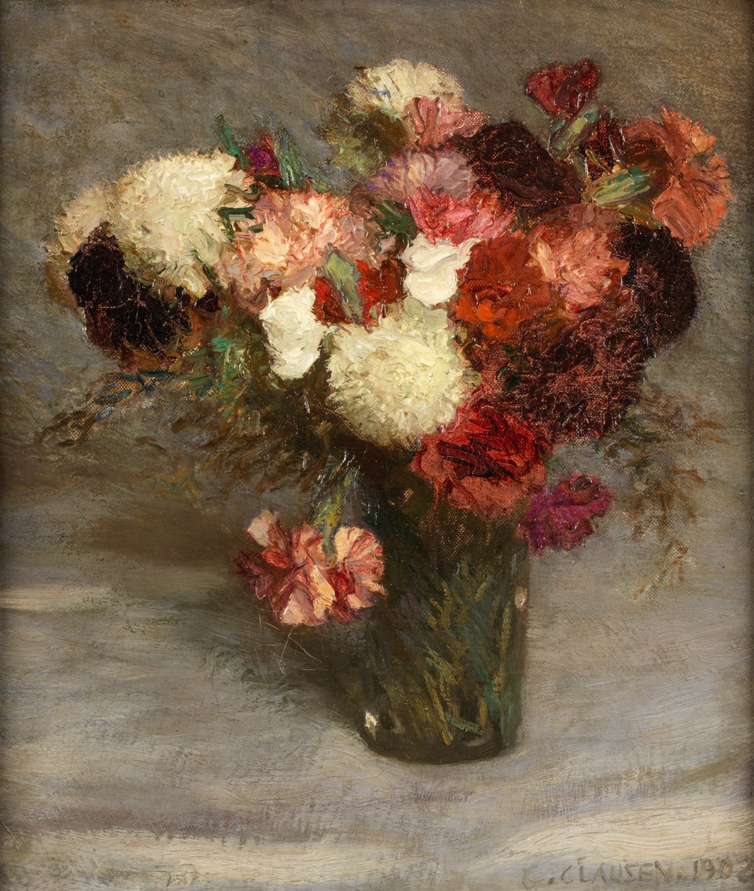 Pinks and Scabious (olie på lærred) af George Clausen