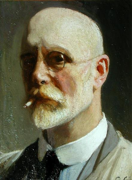 Selvportræt med cigaret af George Clausen